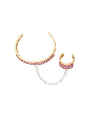 pink brass cuffs bracelet - 16840496 - Standard Image - 2