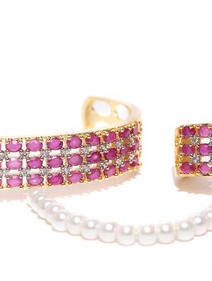 pink brass cuffs bracelet - 16840496 - Standard Image - 3