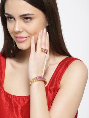 pink brass cuffs bracelet - 16840496 - Standard Image - 4
