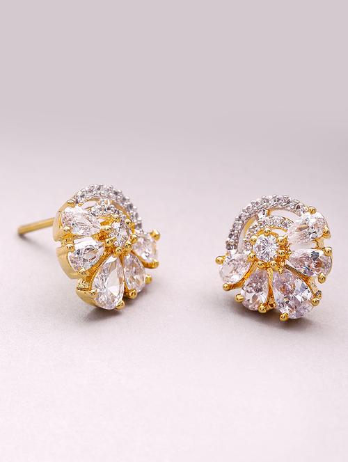 gold brass studs earring - 16840604 - Standard Image - 1