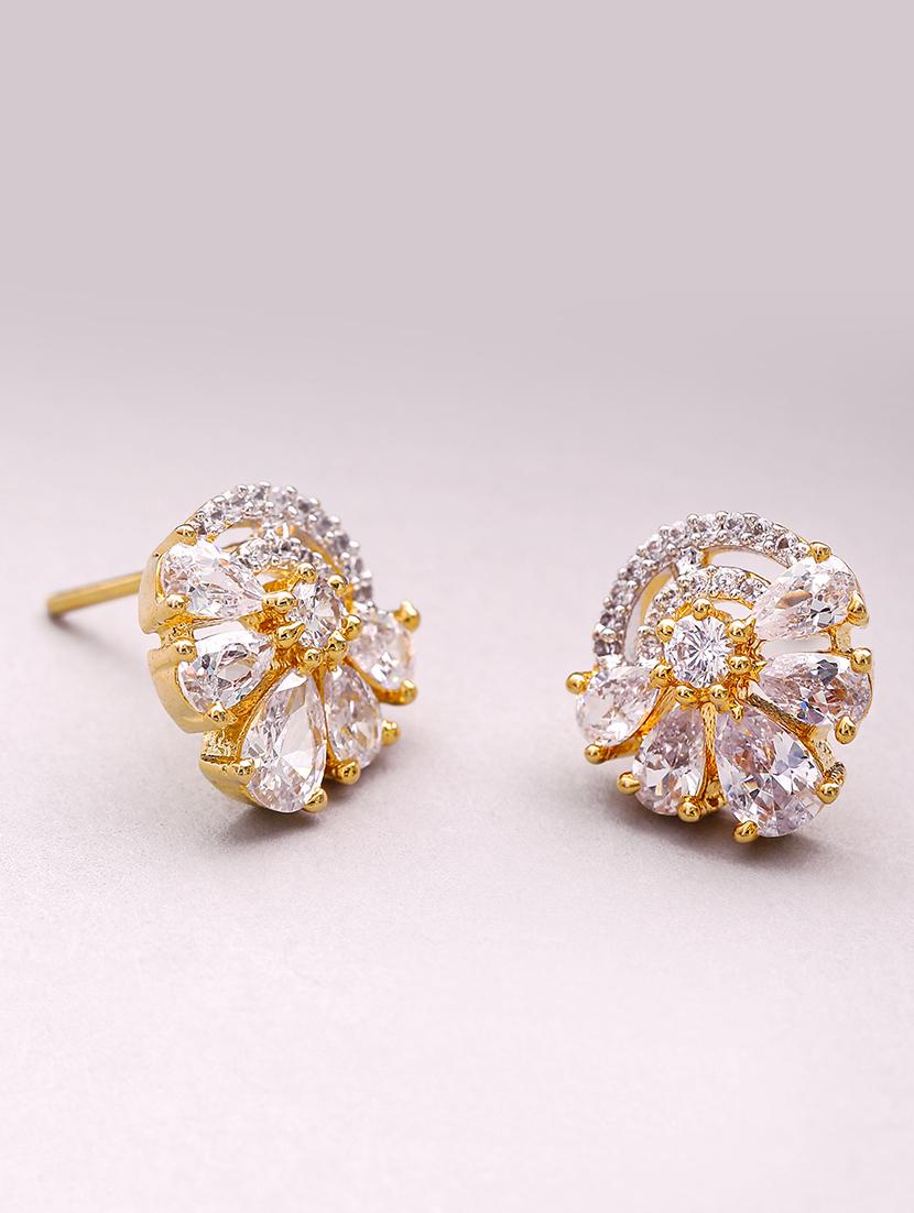 gold brass studs earring - 16840604 - Zoom Image - 1