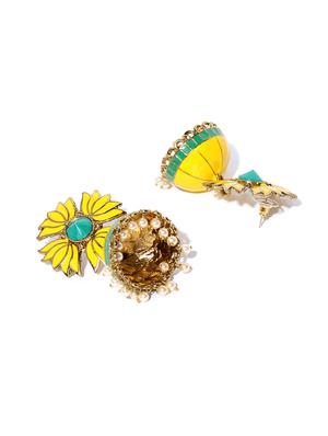 yellow brass jhumka earring - 16840618 - Standard Image - 2