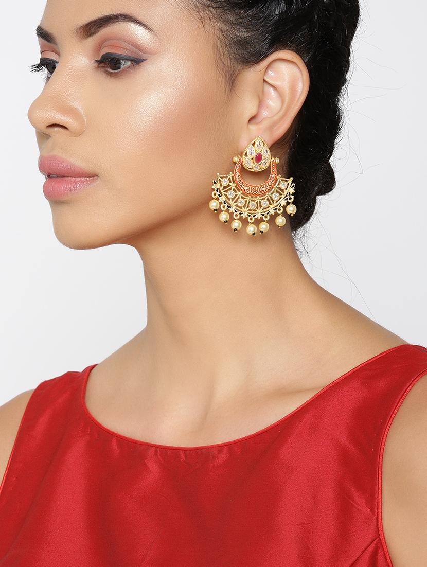 red brass chandballi earring - 16840621 - Zoom Image - 4