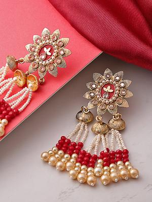 red brass drop earring - 16840655 - Standard Image - 3