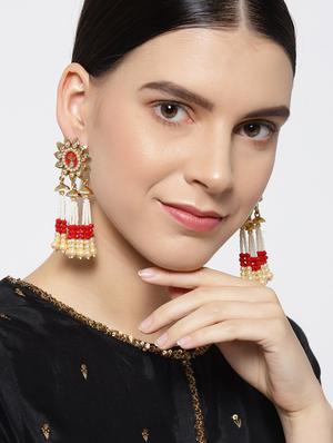 red brass drop earring - 16840655 - Standard Image - 4