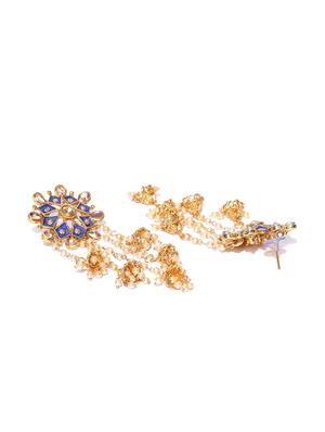 blue brass jhumka earring - 16840662 - Standard Image - 3