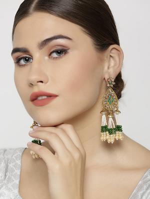 green brass drop earring - 16840694 - Standard Image - 4