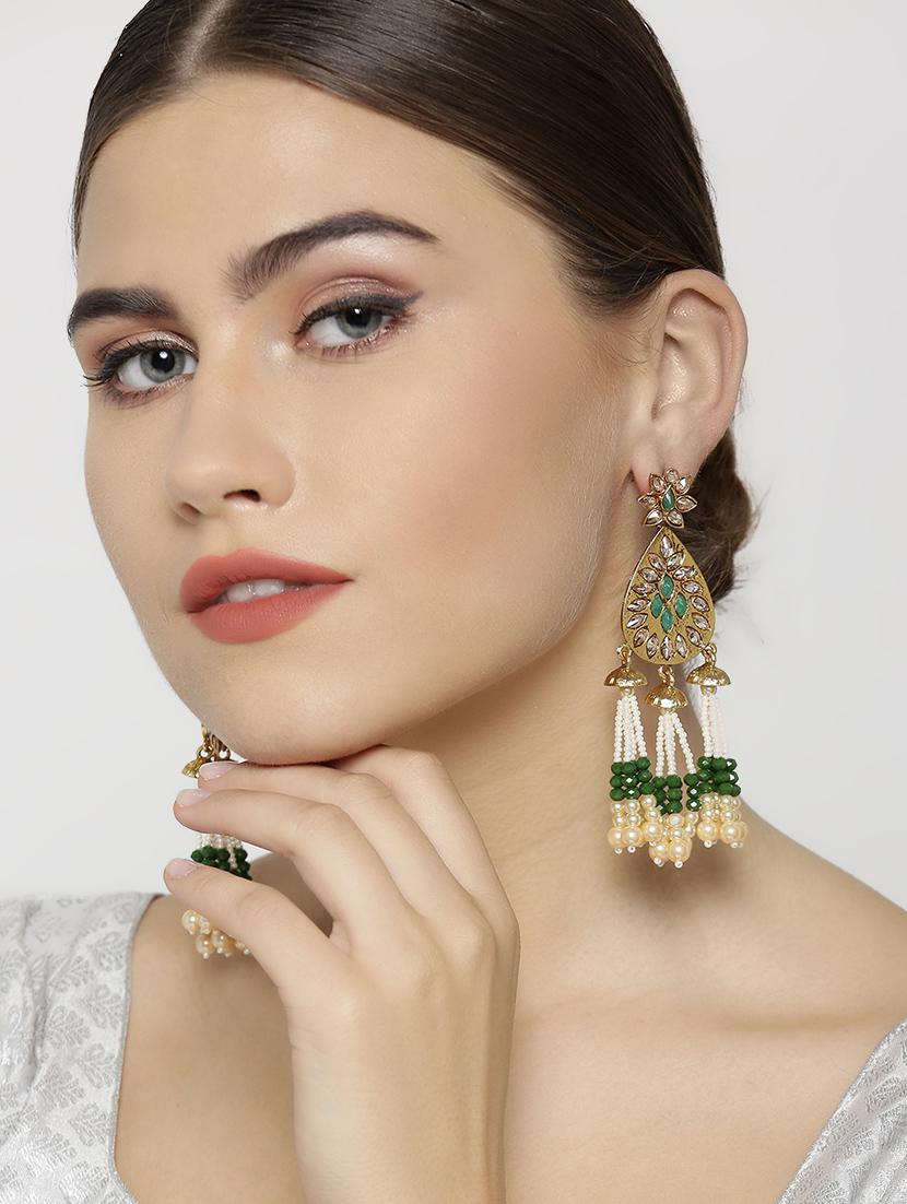 green brass drop earring - 16840694 - Zoom Image - 4