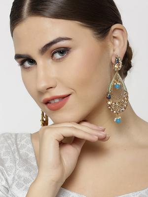 blue brass drop earring - 16840696 - Standard Image - 4