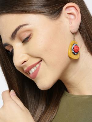 yellow plastic drop earring - 16840716 - Standard Image - 3