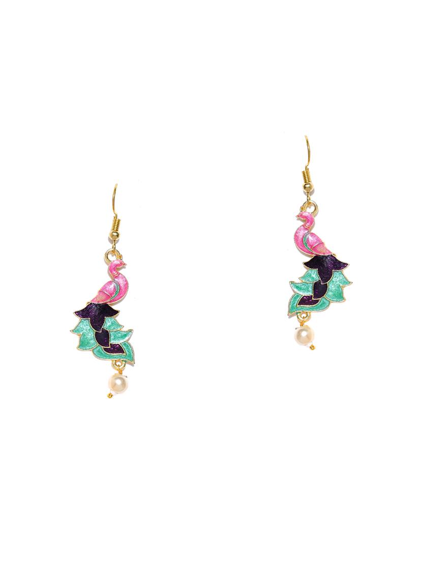 multi colored brass drop earring - 16840748 - Zoom Image - 2