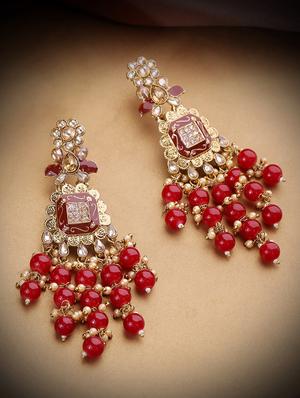 red brass drop earring - 16840777 - Standard Image - 3