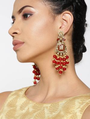 red brass drop earring - 16840777 - Standard Image - 4