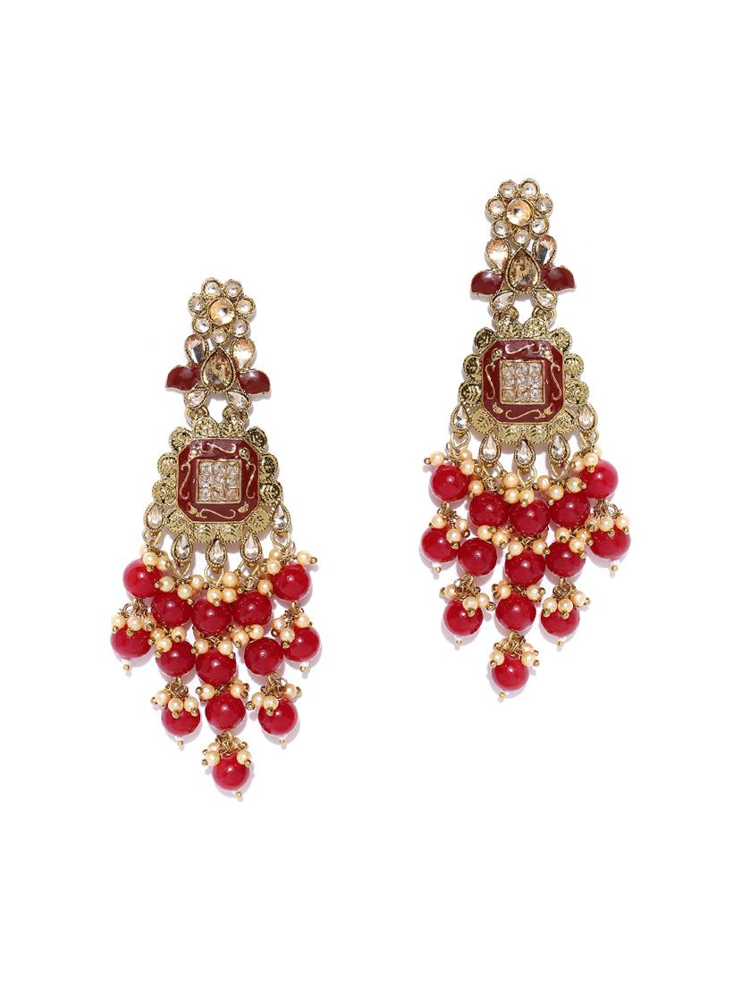 red brass drop earring - 16840777 - Zoom Image - 1
