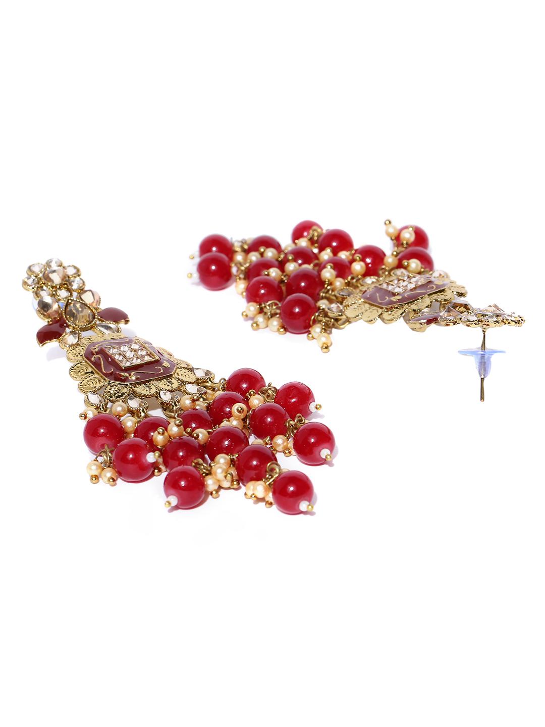 red brass drop earring - 16840777 - Zoom Image - 2