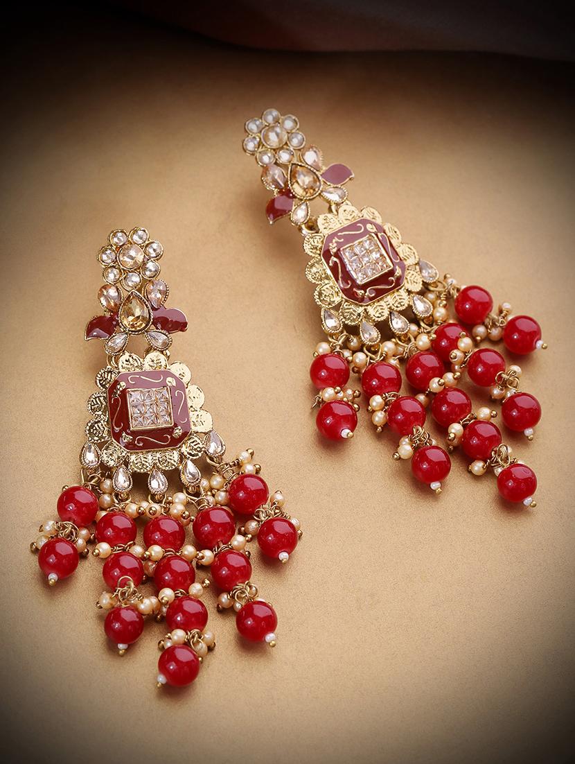 red brass drop earring - 16840777 - Zoom Image - 3