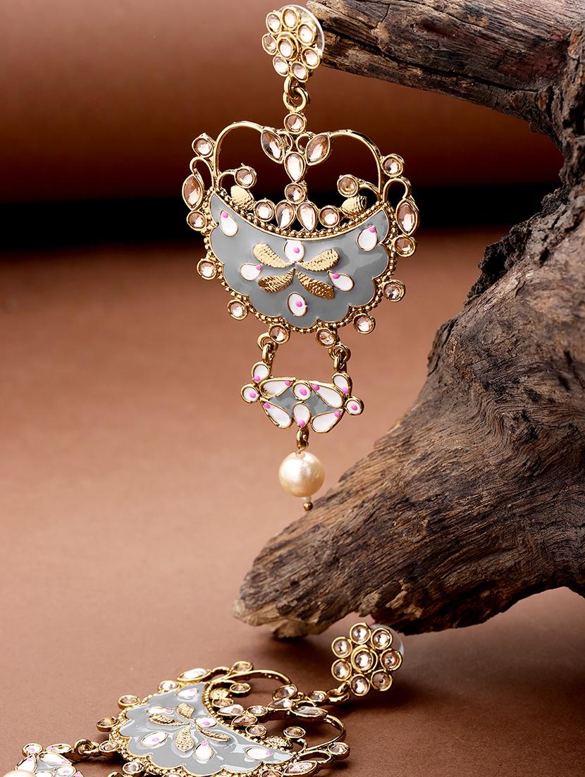 grey brass chandellier earring - 16840778 - Zoom Image - 1