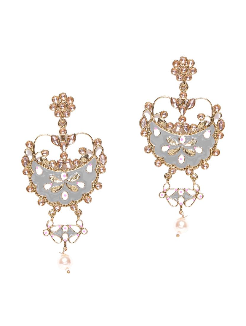 grey brass chandellier earring - 16840778 - Zoom Image - 2