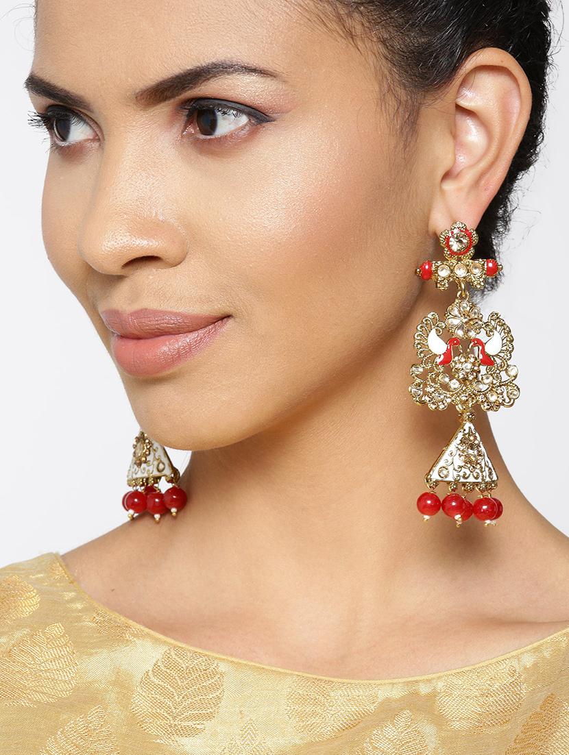 red brass drop earring - 16840781 - Zoom Image - 3