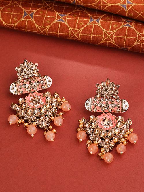 pink brass drop earring - 16840784 - Standard Image - 1