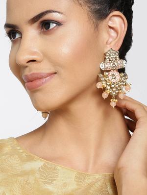 pink brass drop earring - 16840784 - Standard Image - 4