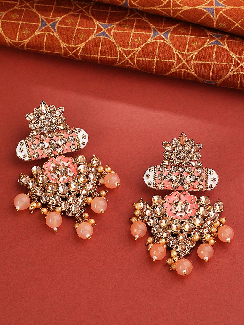 pink brass drop earring - 16840784 - Zoom Image - 1
