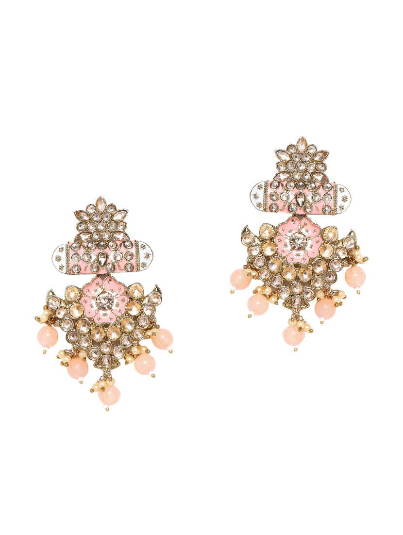 pink brass drop earring - 16840784 - Zoom Image - 2