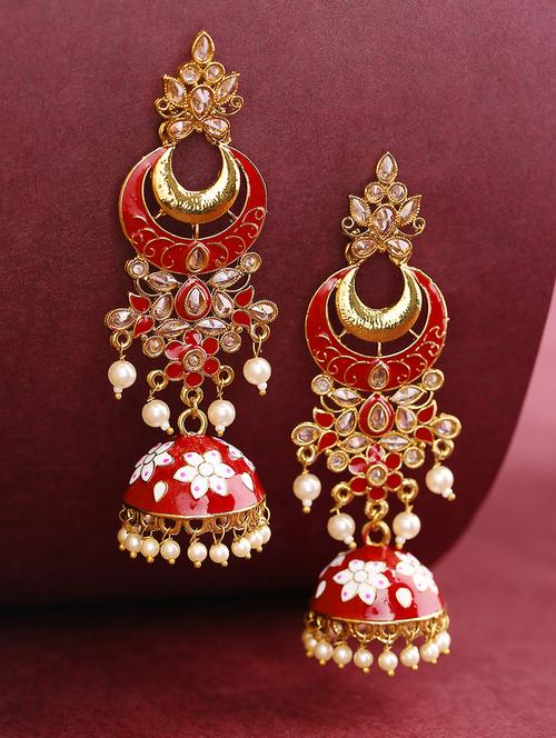 red brass drop earring - 16840786 - Standard Image - 1