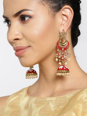 red brass drop earring - 16840786 - Standard Image - 4