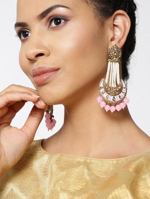 pink brass drop earring - 16840788 - Standard Image - 4