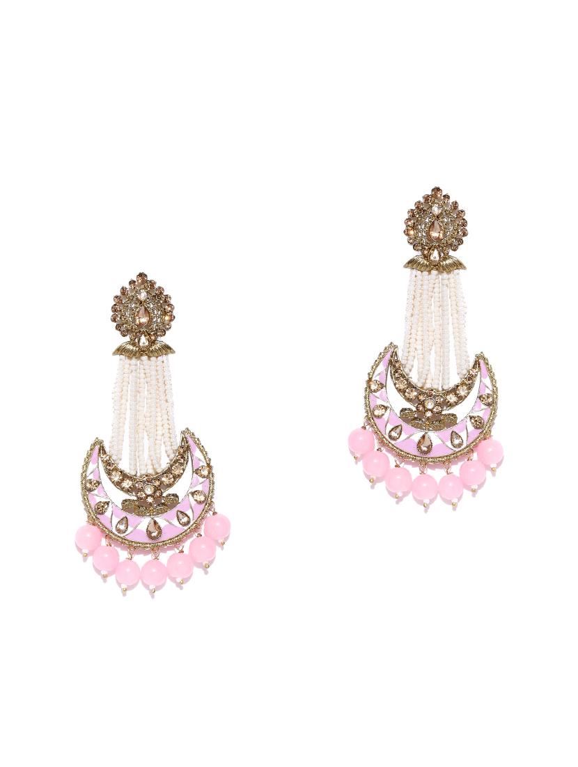 pink brass drop earring - 16840788 - Zoom Image - 2