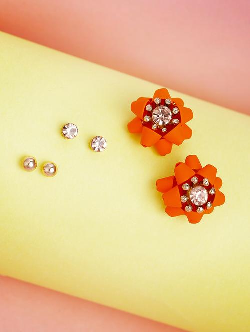 orange brass studs earring - 16840796 - Standard Image - 1