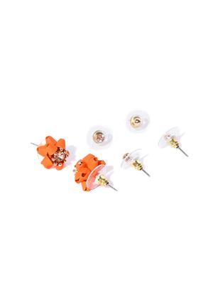 orange brass studs earring - 16840796 - Standard Image - 3