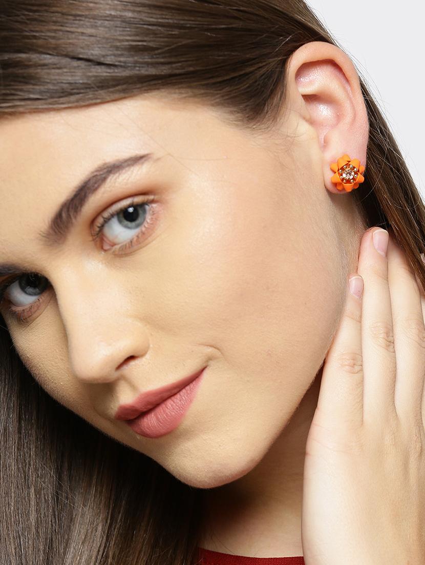 orange brass studs earring - 16840796 - Zoom Image - 4