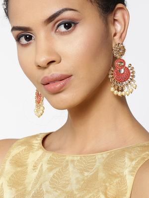 red brass chandballi earring - 16840812 - Standard Image - 4