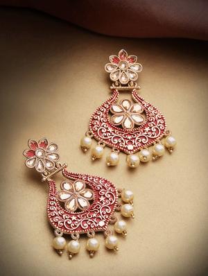 red brass drop earring - 16840818 - Standard Image - 3