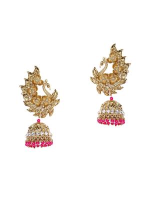 pink brass jhumka earring - 16840820 - Standard Image - 2