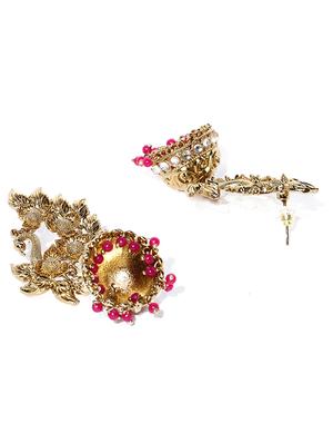 pink brass jhumka earring - 16840820 - Standard Image - 3