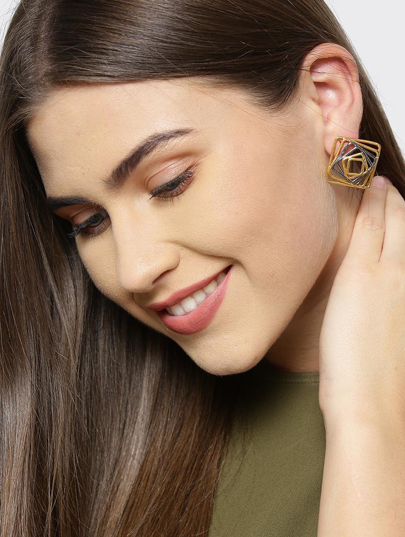 gold brass drop earring - 16840842 - Zoom Image - 4
