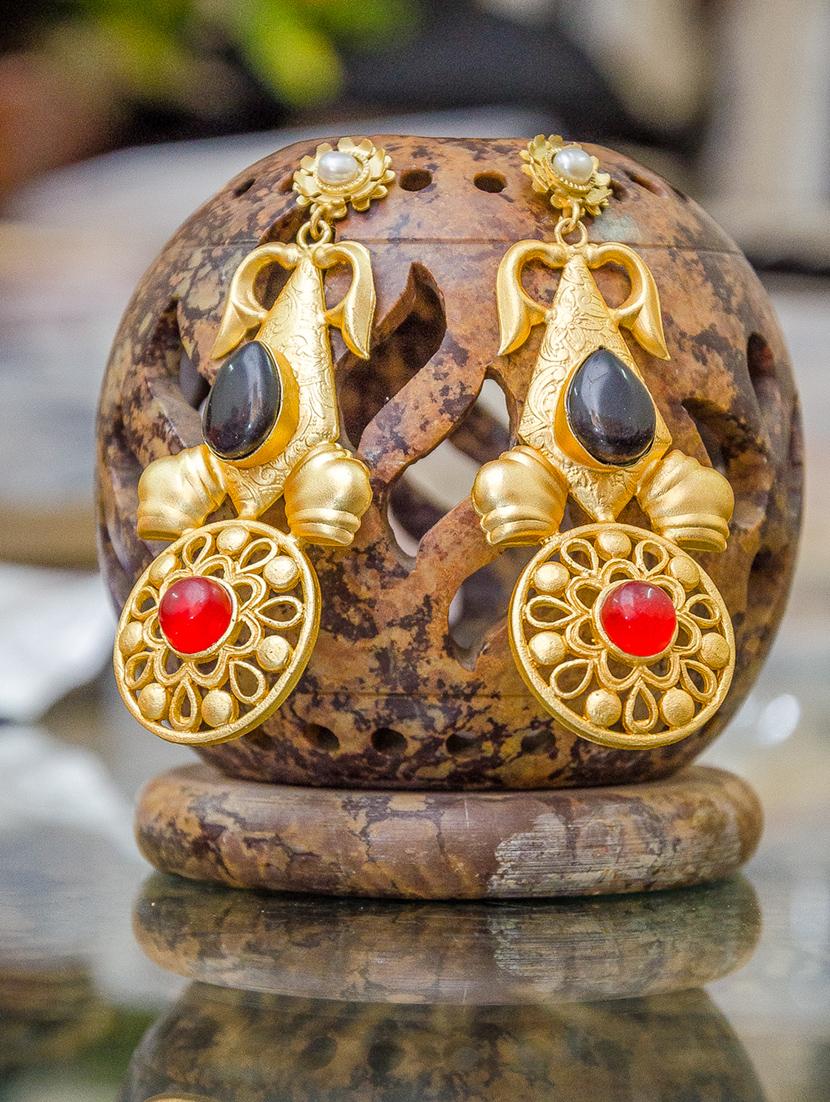 red gold brass drop earring - 16840844 - Zoom Image - 1