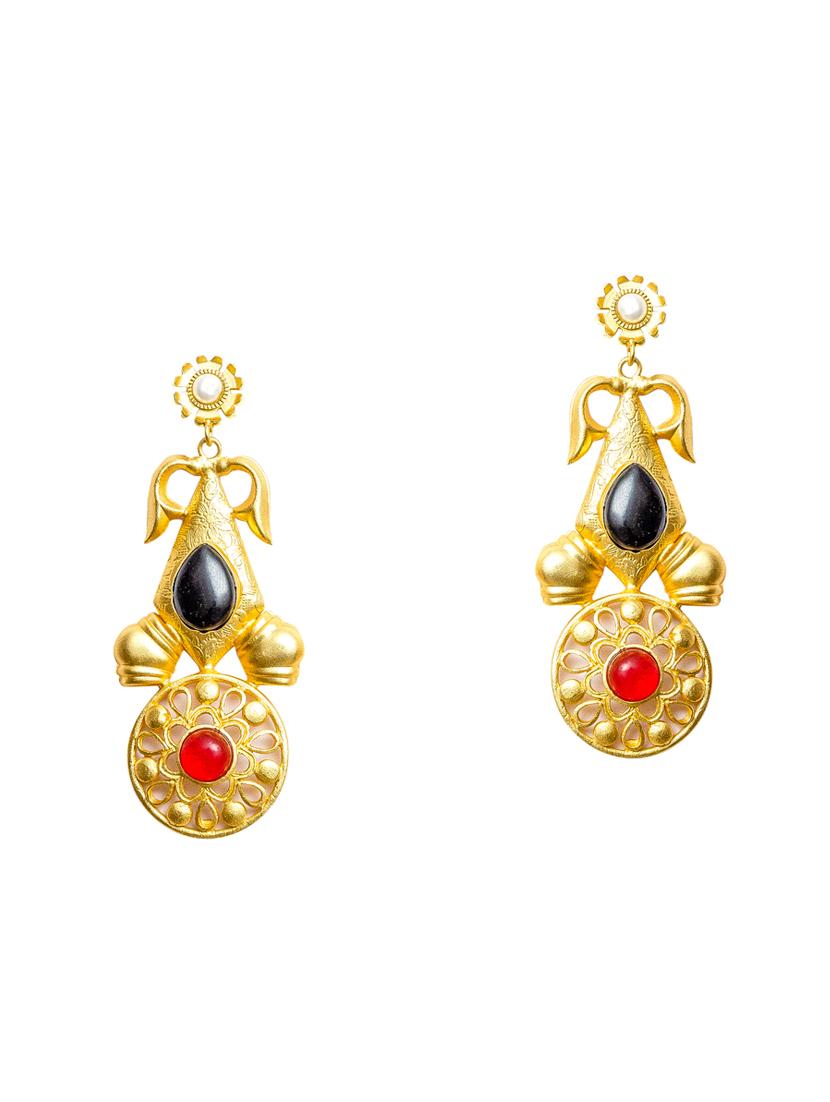red gold brass drop earring - 16840844 - Zoom Image - 2