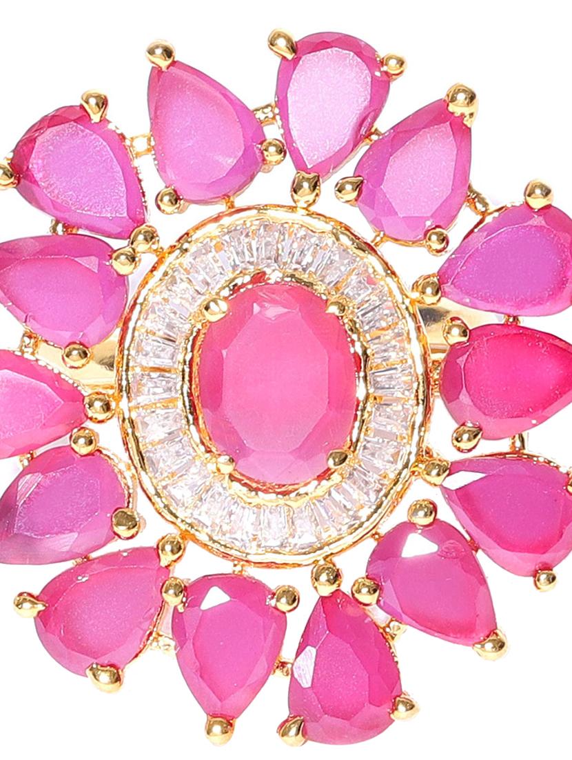 pink brass finger ring - 16840864 - Zoom Image - 3