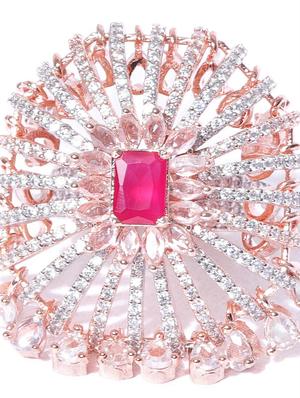 pink brass finger ring - 16840865 - Standard Image - 3
