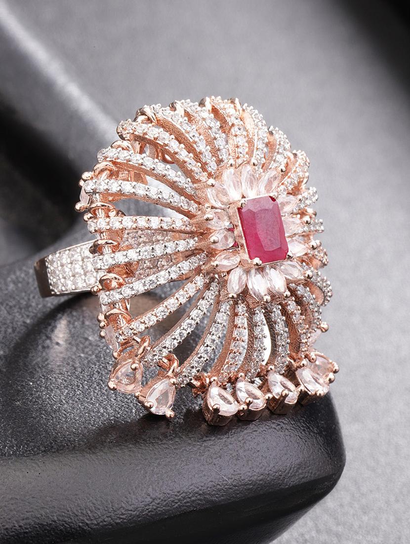 pink brass finger ring - 16840865 - Zoom Image - 1