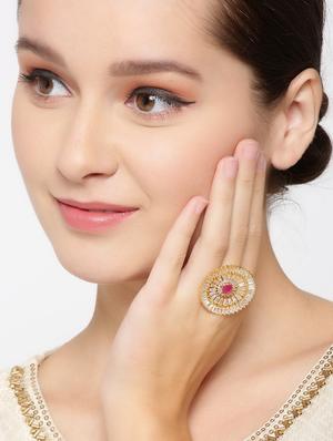 pink brass finger ring - 16840889 - Standard Image - 3