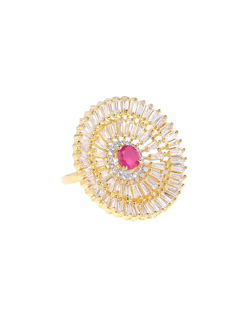 pink brass finger ring - 16840889 - Zoom Image - 1