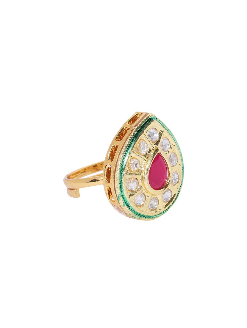 pink brass finger ring - 16840894 - Zoom Image - 1