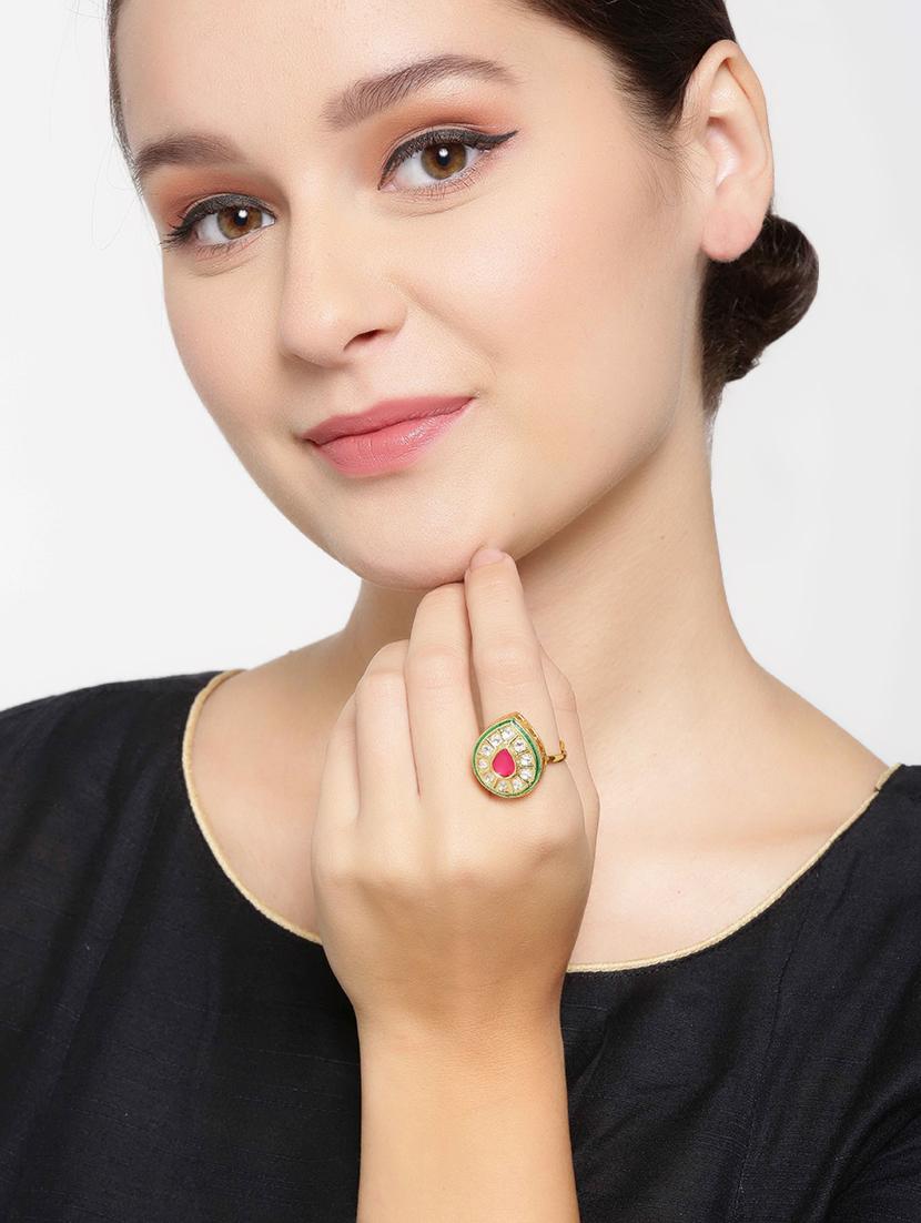 pink brass finger ring - 16840894 - Zoom Image - 3
