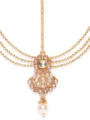 gold brass kundan polki mathapatti - 16840956 - Standard Image - 2