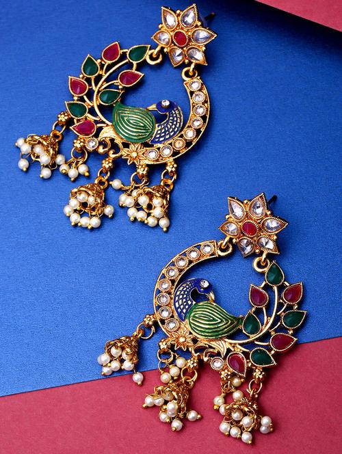 multi colored brass drop earring - 16841319 - Standard Image - 1